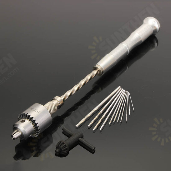 Semi-automatic Mini Hand Drill with 10 Twist Drills Chuck Clamping 0.3-4.0mm Reamer Pinhole Hand Drill