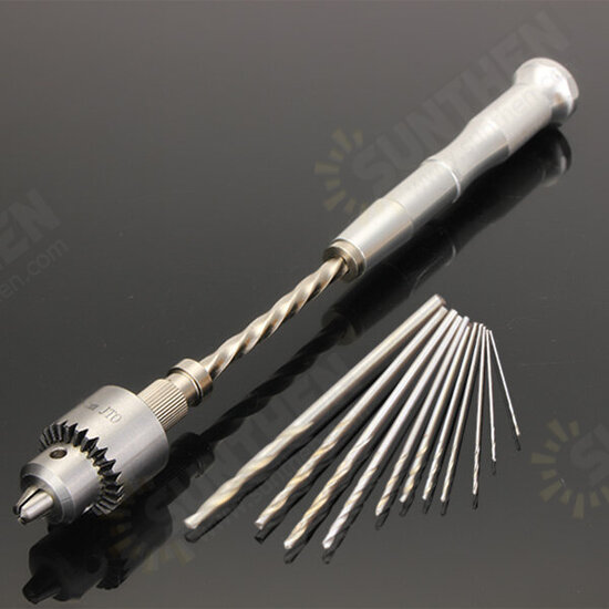 Semi-automatic Mini Hand Drill with 10 Twist Drills Chuck Clamping 0.3-4.0mm Reamer Pinhole Hand Drill Semi-automatic Mini Hand Drill with 10 Twist Drills Chuck Clamping 0.3-4.0mm Reamer Pinhole Hand Drill