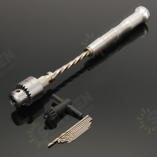 Semi-automatic Mini Hand Drill with 10 Twist Drills Chuck Clamping 0.3-4.0mm Reamer Pinhole Hand Drill Semi-automatic Mini Hand Drill with 10 Twist Drills Chuck Clamping 0.3-4.0mm Reamer Pinhole Hand Drill