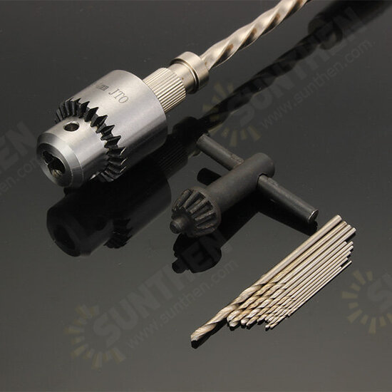 Semi-automatic Mini Hand Drill with 10 Twist Drills Chuck Clamping 0.3-4.0mm Reamer Pinhole Hand Drill