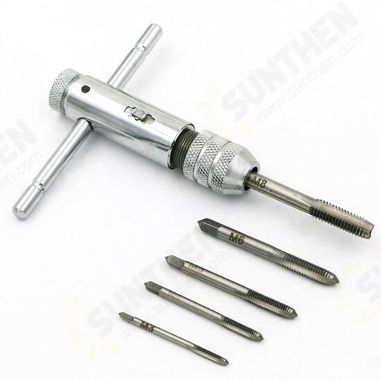 T-type Ratchet Tap Wrench M3-M8 Thread Metric Adjustable Tap Wrench Tool Set