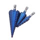 Upgrade 3Pcs 1/4 Inch Hex Shank Blue Nano Coated Step Drill Bit Set 4-12/4-12/4-32mm