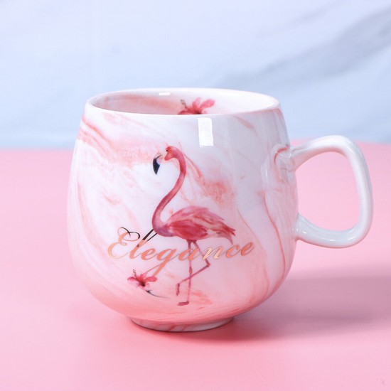 400ML Couple Water Water Glass Marbled Ceramic Cup Flamingo Unicorn Letter Coffee Cup