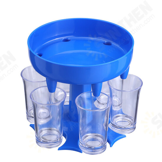 6 Shot Glass Dispenser with 6 Cups Hanging Holder Stand Rack Carrier Caddy Liquor Dispenser Gifts Drinking Games for Bar Home Cocktail Par