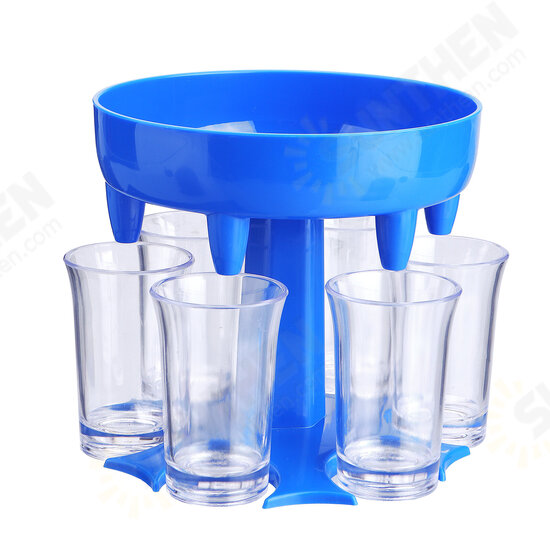 6 Shot Glass Dispenser with 6 Cups Hanging Holder Stand Rack Carrier Caddy Liquor Dispenser Gifts Drinking Games for Bar Home Cocktail Par