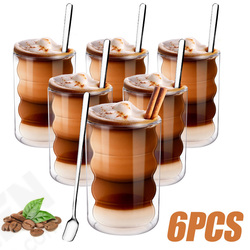 Latte Macchiato Glasses Double-Walled 350 ml Set of 6 Thermal Glass Made of Borosilicate Glass, Espresso Cups, Coffee Cups, Drinking Glasses, Capuccino Cups, Ice Cream Glass with 6 Spoons and 6 Coasters Latte Macchiato Glasses Double-Walled 350 ml Set of 6 Thermal Glass Made of Borosilicate Glass, Espresso Cups, Coffee Cups, Drinking Glasses, Capuccino Cups, Ice Cream Glass with 6 Spoons and 6 Coasters