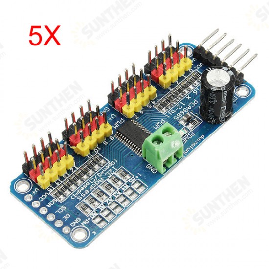 5Pcs PCA9685 16-Channel 12-bit PWM Servo Motor Driver I2C Module