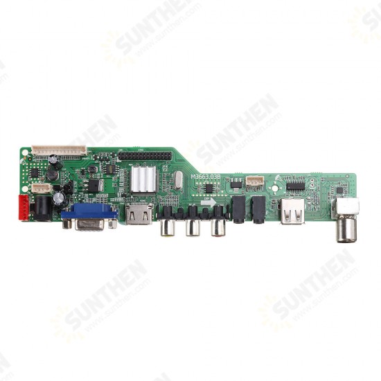 Digital Signal M3663.03B DVB-T2 Universal LCD TV Controller Driver Board TV/PC/VGA/HDMI/USB+7 Key Button+2ch 6bit 30pins LVDS Cable+1 Lamp Inverter