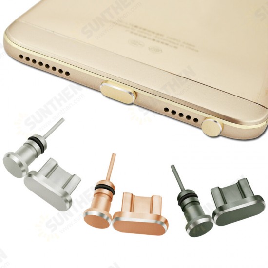 Aluminum Android Dust Plug Set Micro USB Port + Earphone Jack Plugs Sim Card Needle For Smartphone