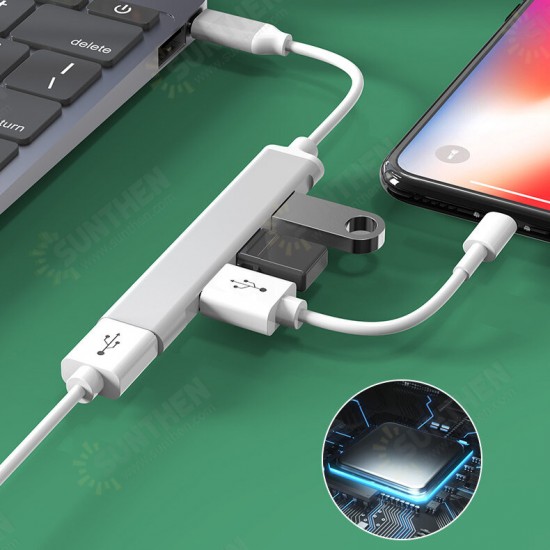 4 in 1 Aluminum Alloy Type-C/ USB Hub Docking Station Adapter with USB3.0+USB2.0*3