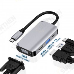 4 in 1 Type-C Hub Docking Station Adapter with USB 3.0 / PD Fast Charger / HDMI / VGA for MacBook Smartphone Televisions Projectors 4 in 1 Type-C Hub Docking Station Adapter with USB 3.0 / PD Fast Charger / HDMI / VGA for MacBook Smartphone Televisions Projectors