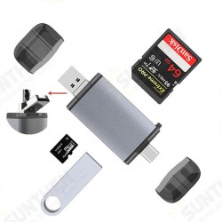 6 in 1 Multifunction Card Reader USB 3.0 10Gbps High-speed Type-C / Micro-USB / SD / TF Aluminium Alloy Card Reader OTG Hub Adapter for Smart Phone Laptop 6 in 1 Multifunction Card Reader USB 3.0 10Gbps High-speed Type-C / Micro-USB / SD / TF Aluminium Alloy Card Reader OTG Hub Adapter for Smart Phone Laptop