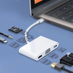 Multifunctional Type-C Hub Docking Station Adapter with SD/ TF Card Reader+USB3.0+HDMI+3.5mm Audio+VGA+PD Fast Charging Multifunctional Type-C Hub Docking Station Adapter with SD/ TF Card Reader+USB3.0+HDMI+3.5mm Audio+VGA+PD Fast Charging