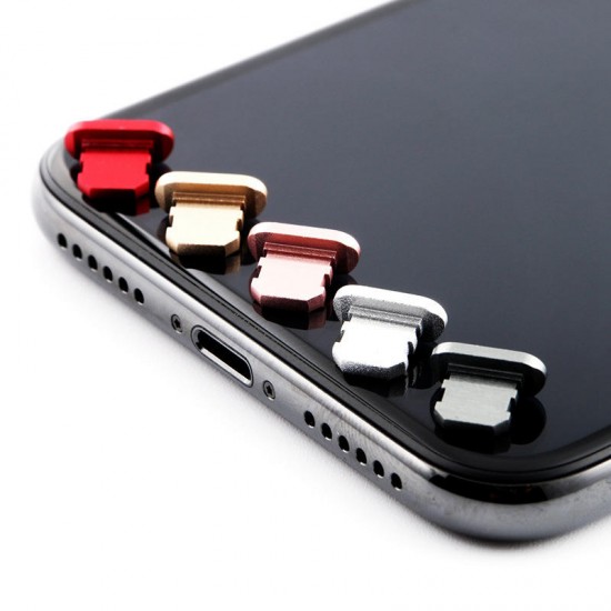 Universal Aluminium Alloy Metal Dustproof Plug Charge Port Decoration Accessories With Card Pin for iPhone Whole Series for iPhone 11 X XR XS Max