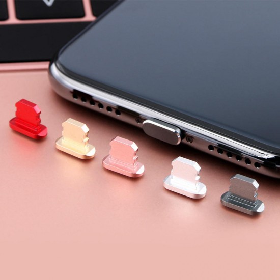 Universal Aluminium Alloy Metal Dustproof Plug Charge Port Decoration Accessories With Card Pin for iPhone Whole Series for iPhone 11 X XR XS Max