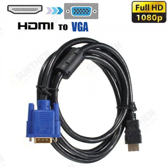 M.Way 1.8M HDMI to VGA Converter Cable Audio Cable Video Adapter Cable Lead for HDTV Computer Monitor For PC Laptop TV