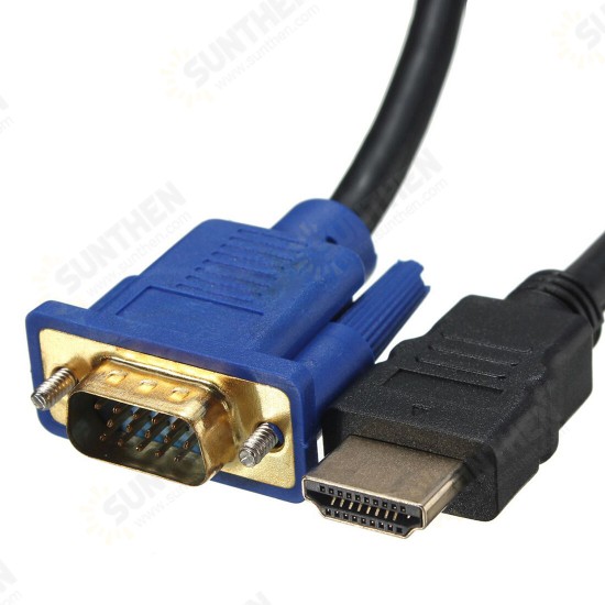 M.Way 1.8M HDMI to VGA Converter Cable Audio Cable Video Adapter Cable Lead for HDTV Computer Monitor For PC Laptop TV