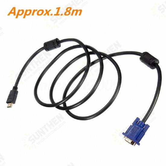 M.Way 1.8M HDMI to VGA Converter Cable Audio Cable Video Adapter Cable Lead for HDTV Computer Monitor For PC Laptop TV