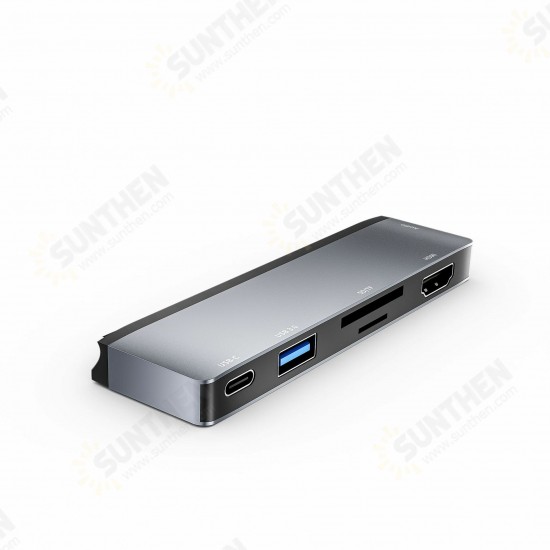 Surface ProX Multifunctional 5-IN-1 Dual Type-C Hub Docking Station Adapter with USB-C PD Fast Charging + USB3.0 + SD/ TF Card Slot + HDMI+3.5mm Audio Port