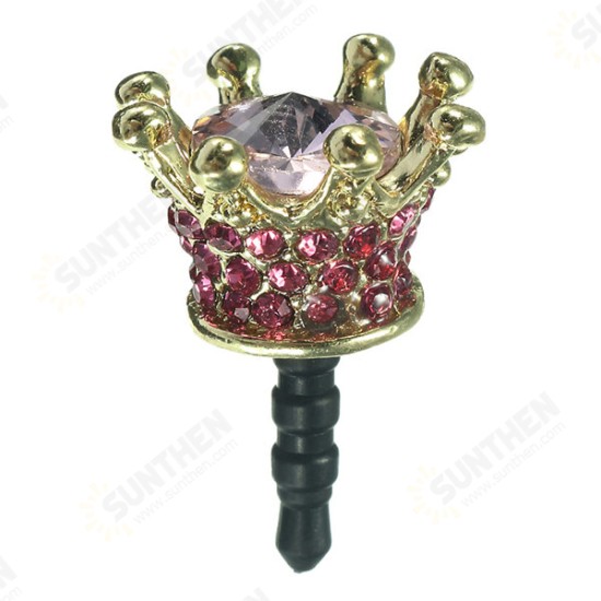 Universal 3.5mm Rhinestone Crown Dirtproof Plug Phone Decoration