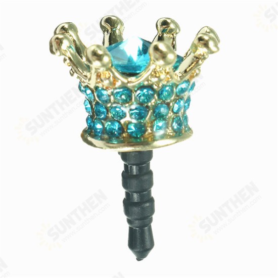 Universal 3.5mm Rhinestone Crown Dirtproof Plug Phone Decoration