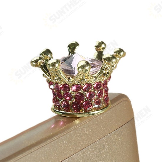 Universal 3.5mm Rhinestone Crown Dirtproof Plug Phone Decoration