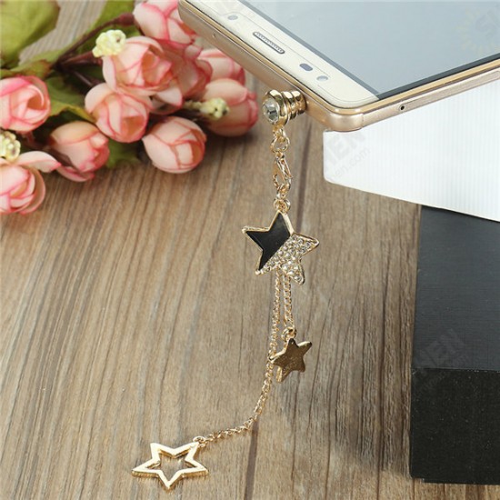 Universal 3.5mm Stars Decoration Dirtproof Plug for Samsung Xiaomi HUAWEI Non-original