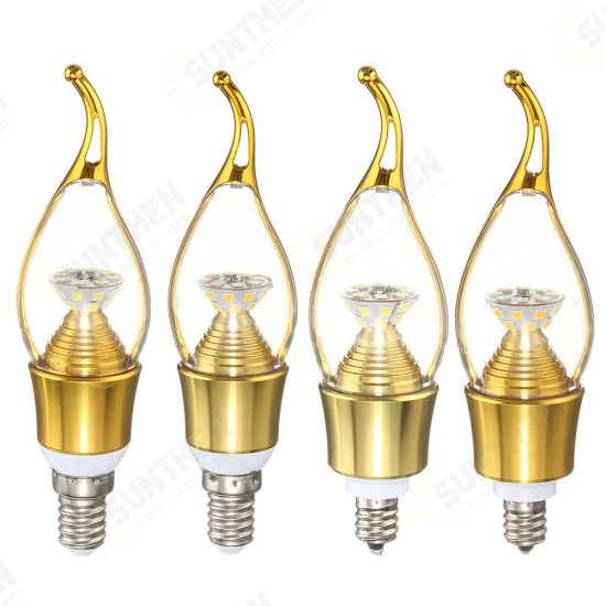 4PCS 4W 85~265V 400lumens E12/E14 Wide Voltage LED Bulb LED Filament Candle Bulbs Pure White/Warm White