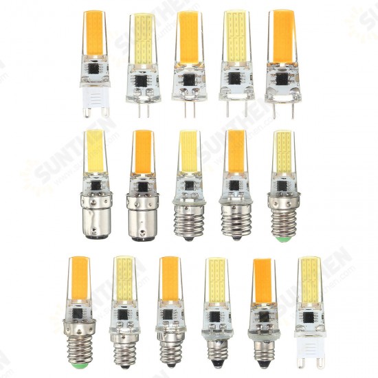 Dimmable E11 E12 E14 E17 G4 G8 G9 BA15D 2.5W LED COB Silicone Pure White Warm White Light Bulb 110V