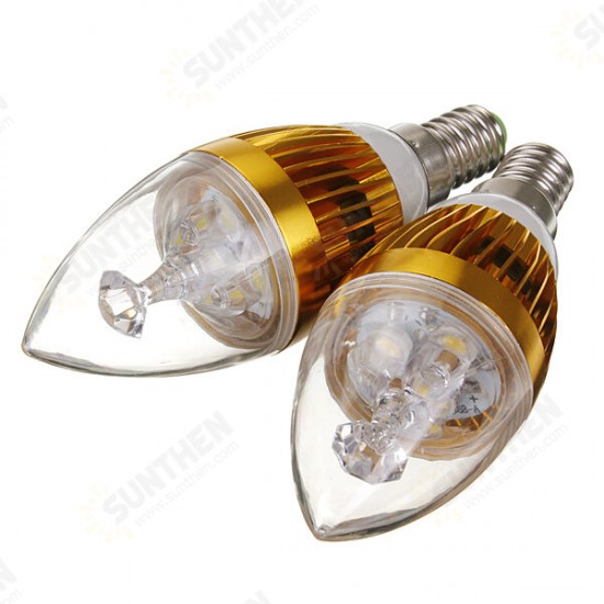 Dimmable E14 3W 3 LED Cool White LED Candle Light Bulb 220V