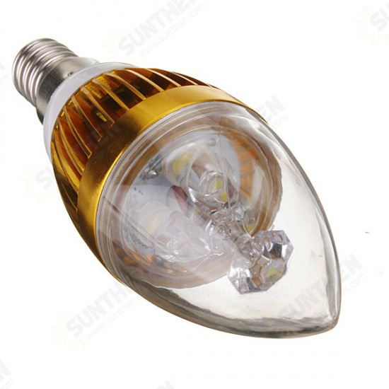 Dimmable E14 3W 3 LED Cool White LED Candle Light Bulb 220V