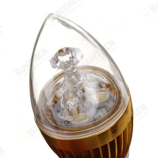 Dimmable E14 3W 3 LED Cool White LED Candle Light Bulb 220V