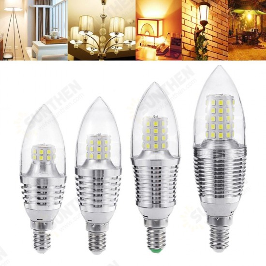 E14 5W 7W 9W 12W SMD 2835 Sliver LED Candle Light Bulb Chandelier Lighting AC85-265V