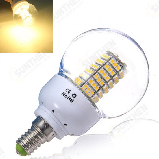 E14 5W Warm White 120 SMD 3528 LED Globular Light Lamp Bulb AC185-265V