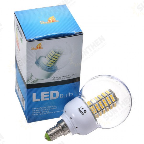 E14 5W Warm White 120 SMD 3528 LED Globular Light Lamp Bulb AC185-265V