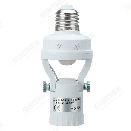 110-240V Infrared Motion Light Sensor Intelligent Bulb Lamp Base Switch E26/E27