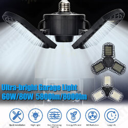15/60/80W 96/300LED Deformable Garage Ultra-Bright Lights Ceiling Light Adjustable E26/E27 LED Work Bulbs with 2/3 Leaves Die-cast Aluminum/Plastic 15/60/80W 96/300LED Deformable Garage Ultra-Bright Lights Ceiling Light Adjustable E26/E27 LED Work Bulbs with 2/3 Leaves Die-cast Aluminum/Plastic