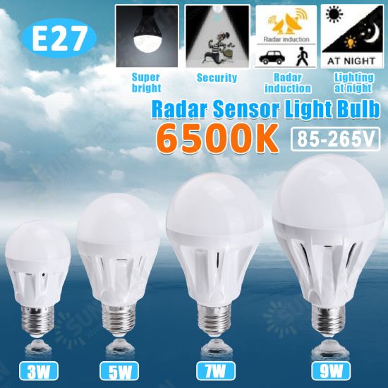 3/5/7/9W LED Bulb Spotlight E27 2835SMD Shop Office sensor Lamp Bright