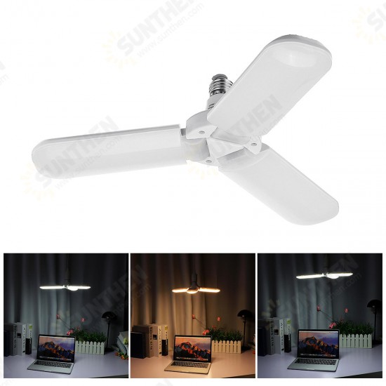 36W 45W 3Blades Folding E27 Motion Sensor LED Bulb Pendant Lamp Decor AC95-265V