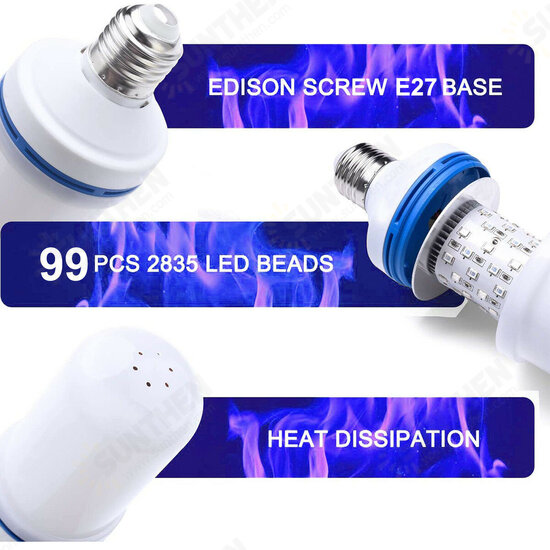 3W E27 99LED Flame Effect Flickering Fire Light Bulb AC85-265V KTV Party Decoration Lamp Blue/Red/Pink/Green/RGB Light