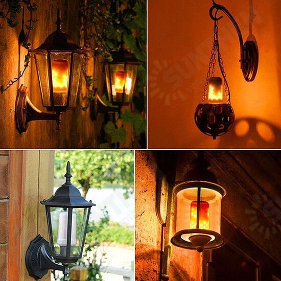 4 Modes 78LED Flame Effect Fire Light Bulb Gravity Sensor Lamp Flickering Bulb Lamp Garden Lighting Outdoor Decor