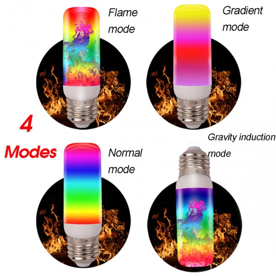 4 Modes 78LED Flame Effect Fire Light Bulb Gravity Sensor Lamp Flickering Bulb Lamp Garden Lighting Outdoor Decor