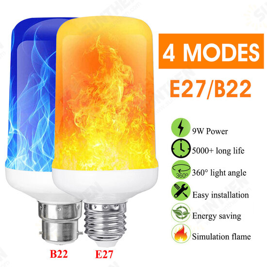 4 Modes Gravity Sensor B22 E27 Flame Effect Fire Light Bulb Super Bright 96 LEDs Decorative Atmosphere Light Christmas Decorations Lamp