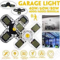 40/60/80W Deformable E26/E27 Ultra-bright LED Garage Ceiling Light Motion Activated 40/60/80W Deformable E26/E27 Ultra-bright LED Garage Ceiling Light Motion Activated