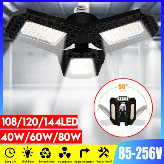 40W 60W 80W E27 LED Bulb SMD2835 Foldable Garage Light Deformable Ceiling Fixture Workshop Lamp AC85-265V