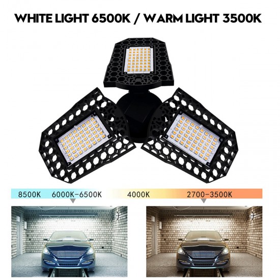 40W 60W 80W E27 LED Bulb SMD2835 Foldable Garage Light Deformable Ceiling Fixture Workshop Lamp AC85-265V