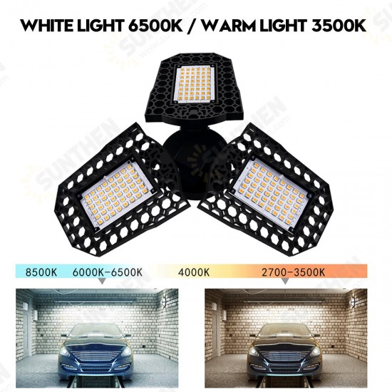 40W 60W 80W E27 LED Bulb SMD2835 Foldable Garage Light Deformable Ceiling Fixture Workshop Lamp AC85-265V