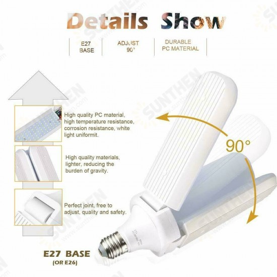 45W/60W Universal Deformable LED Garage Light E27 Foldable Ceiling Workshop Lamp