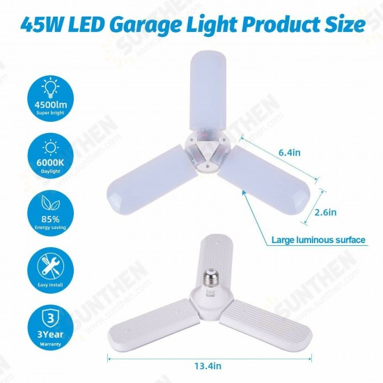 45W/60W Universal Deformable LED Garage Light E27 Foldable Ceiling Workshop Lamp