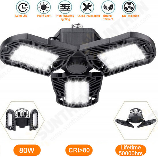 60/80/100/120/150W LED Garage Ceiling Lights 6000LM Garage Lighting Deformable